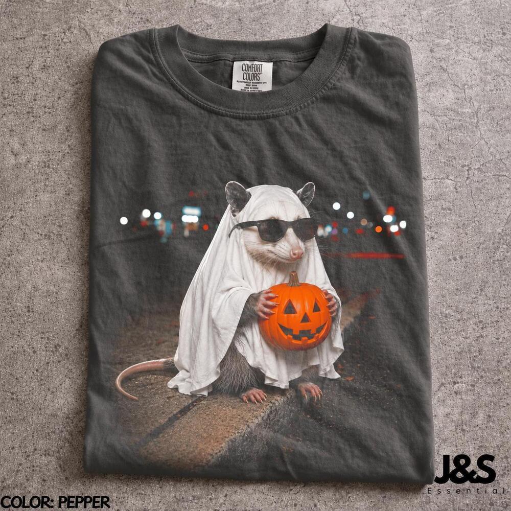 Halloween Opossum Tshirt, Funny Possum Ghost Graphic Tee, Pumpkin